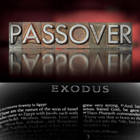 Wooden blocks spelling Passover with Excerpt of Bible passage from Exodus